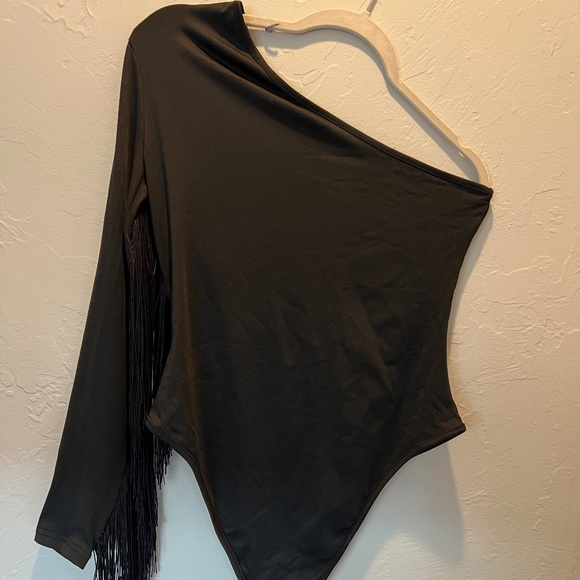 One Shoulder Bodysuit with Fringe - Picture 7 of 8